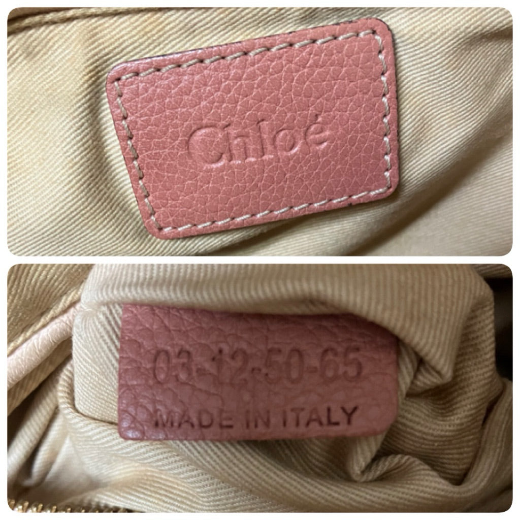 CHLOE PARTY 乾燥玫瑰粉 荔枝紋 牛皮 手提 斜背包 保證正品