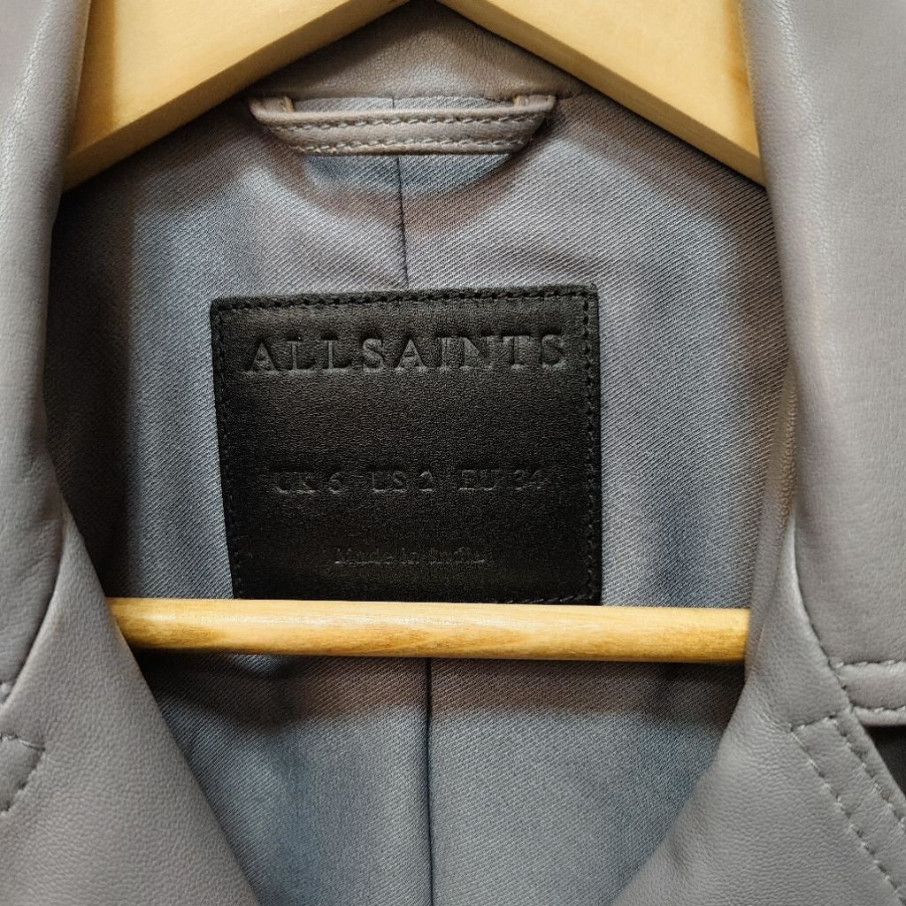 ALL SAINTS 灰色 象灰 皮衣 外套 保證正品
