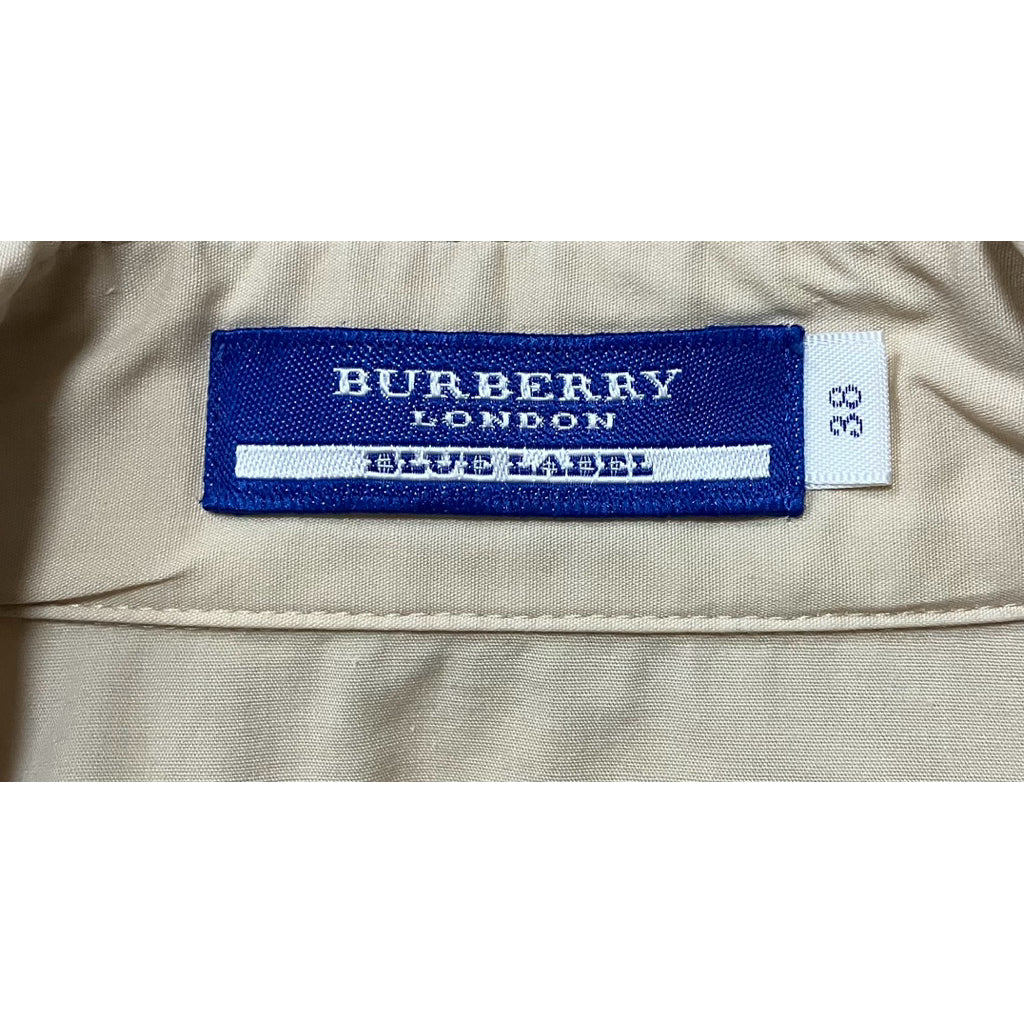 BURBERRY 藍標 卡其色 短版 短袖 襯衫 保證正品