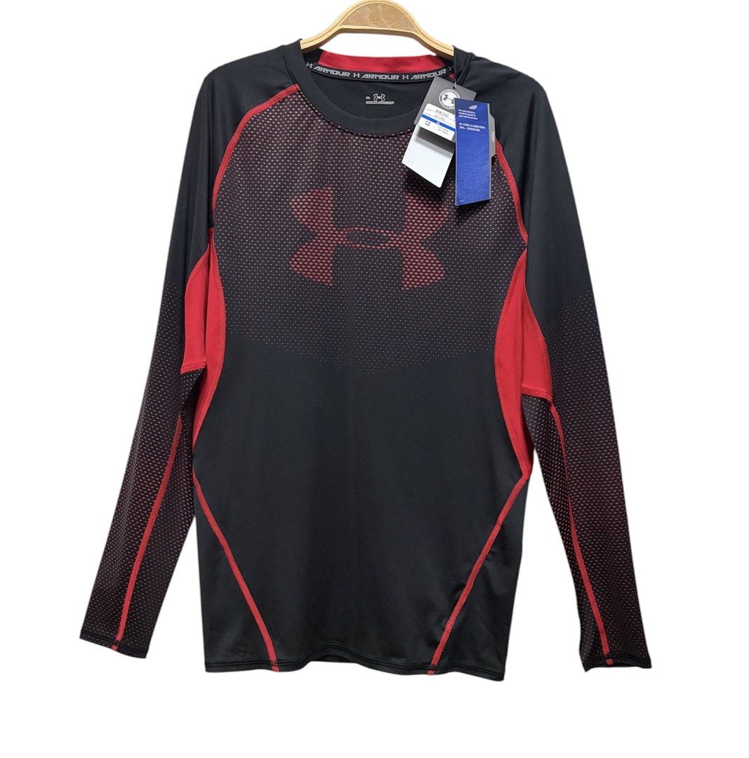 全新品❗️ ❗️ ❗️ UNDER ARMOUR 黑紅色 長袖 運動 上衣 保證正品