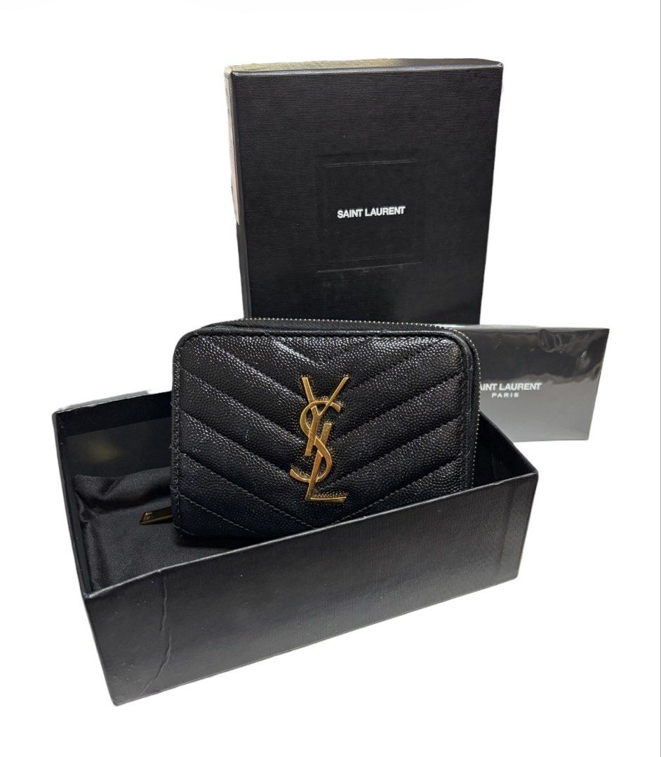 有盒有卡❗️❗️❗️YSL 黑色 魚子醬 短夾 保證正品